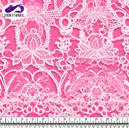 Pink Lace Background with Flowers and Vines