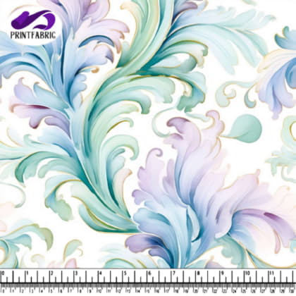 Blue, Purple, and Green Floral Leaves Pattern