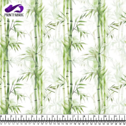 Bamboo Tree Pattern with Green Leaves