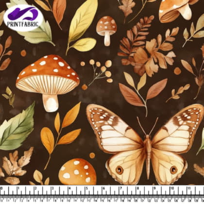 Autumn Leaves and Butterfly with Mushrooms