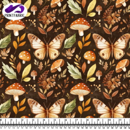 Autumn Leaves and Butterfly with Mushrooms