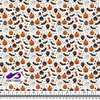 Halloween Pattern with Pumpkins, Bats, and Stars