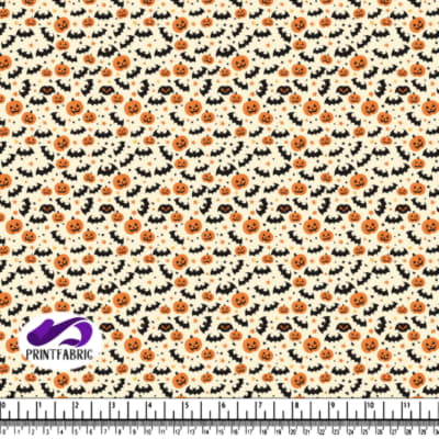 Halloween Pattern with Pumpkins, Bats, and Stars