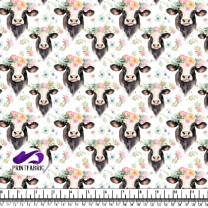 Watercolor Paintings of Two Cows with Floral Crowns