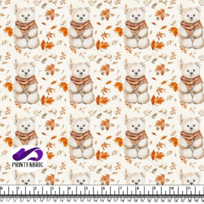 Cute Polar Bear with Autumn Leaves