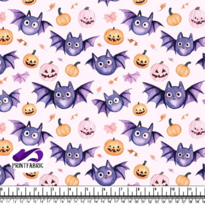 Halloween Pattern with Bats and Pumpkins