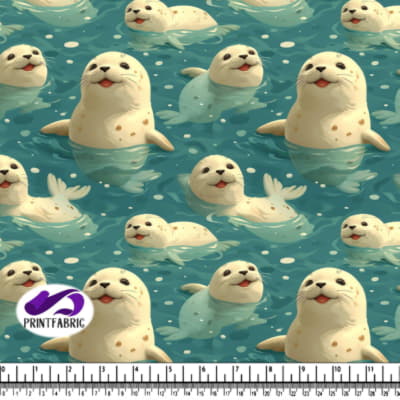 Seal Pattern with Smiling Seal Pups Swimming