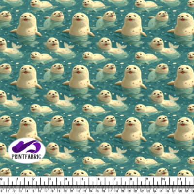 Seal Pattern with Smiling Seal Pups Swimming