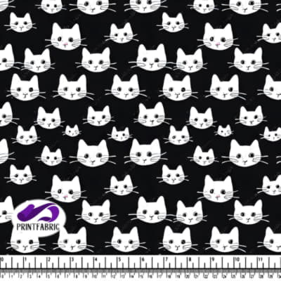 Drawing white head cats on Black Background