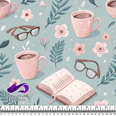 Cozy Coffee Pattern with Glasses and Flowers