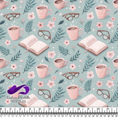 Cozy Coffee Pattern with Glasses and Flowers