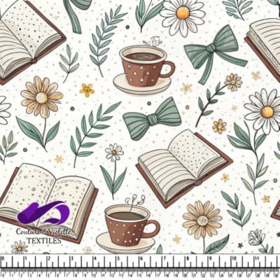 Cozy Tea, Books, and Floral Pattern Design