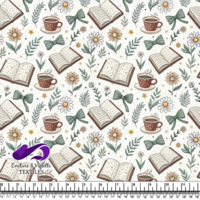 Cozy Tea, Books, and Floral Pattern Design