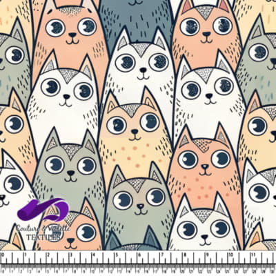 Cute cats in pastel colors with big eyes