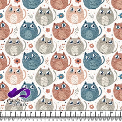 Cute colorful cats with flowers