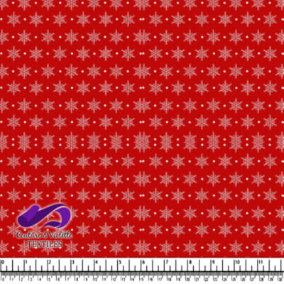 Red fabric with white snowflake and star