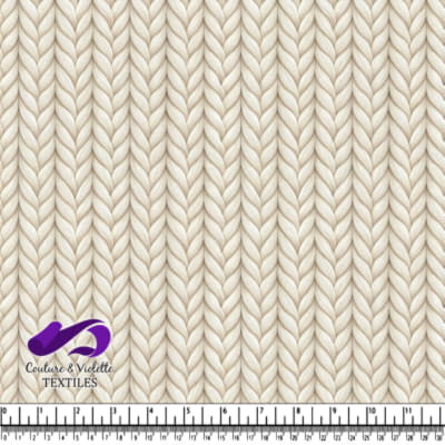 Cream colored chunky braided knit textile pattern