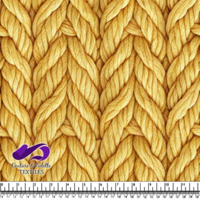 Thick golden braided knit pattern fabric