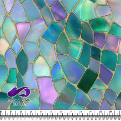 Colorful iridescent stained glass mosaic texture with abstract shapes