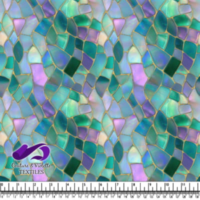 Colorful iridescent stained glass mosaic texture with abstract shapes
