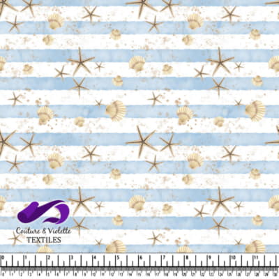 Blue and white striped fabric