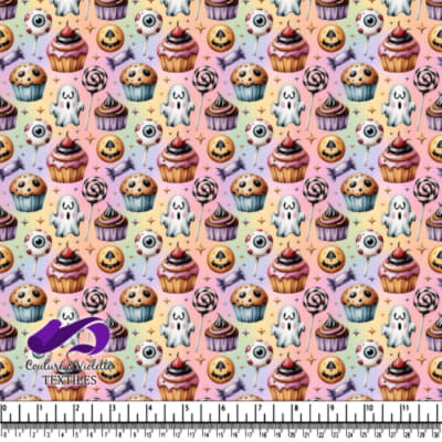 Cupcakes lollipops ghosts and candy pattern