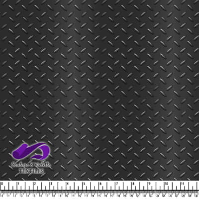 Black diamond plate metal texture fabric