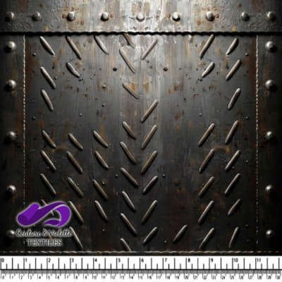 Rusted dark metal surface with rivets