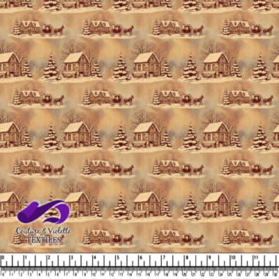 Vintage winter village scene