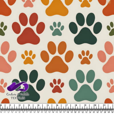 Multicolored dog paw prints pattern