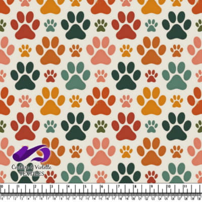 Multicolored dog paw prints pattern