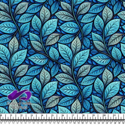 Blue and Teal Leaf Pattern Design