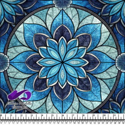 Blue Floral Mandala Stained Glass Pattern