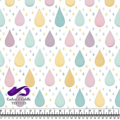 Pastel Color Raindrop Pattern on White Background