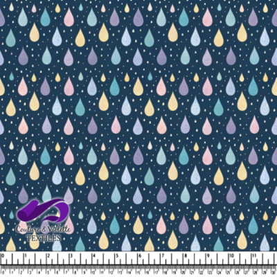 Pastel raindrop pattern on navy blue background