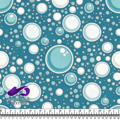 Blue and White Bubbles Pattern on Teal Background