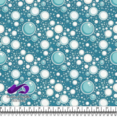 Blue and White Bubbles Pattern on Teal Background