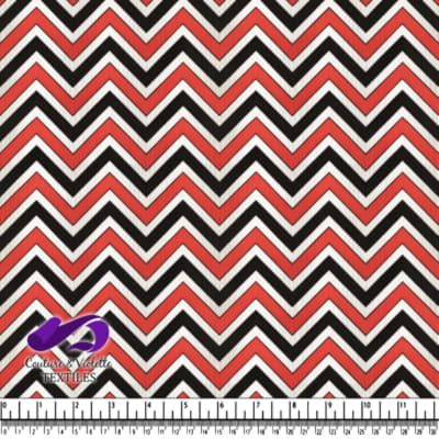 Red Black and White Chevron Zigzag Pattern Textile Fabric