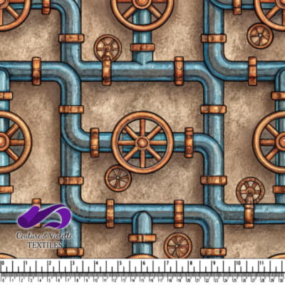 Steampunk Industrial Pipe Network Pattern Design