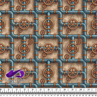 Steampunk Industrial Pipe Network Pattern Design