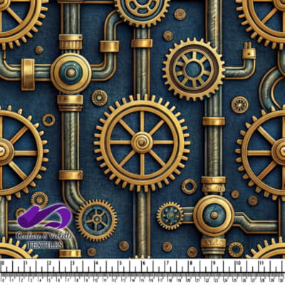 Steampunk Gears and Pipes Industrial Mechanical Pattern