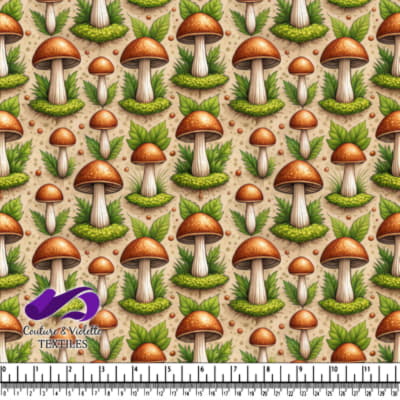 Mushrooms with Green Leaves on Earth Background