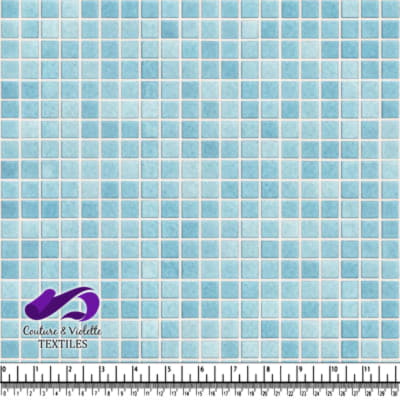 Light Blue Mosaic Tile Pattern Fabric