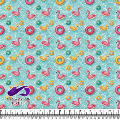 Summer Pool Party Flamingos and Floaties Pattern