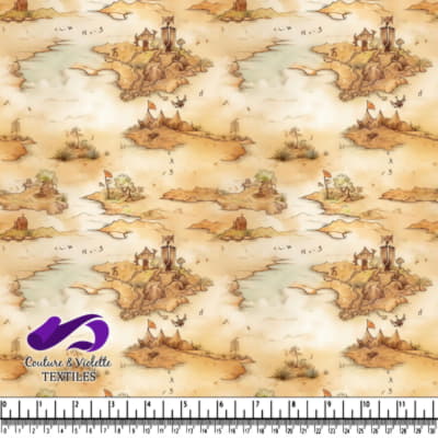 Fantasy Pirate Treasure Map with Islands and Ships