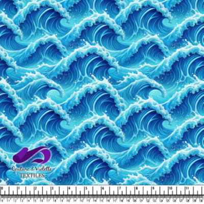 Vibrant Blue Ocean Waves Pattern Textile Design