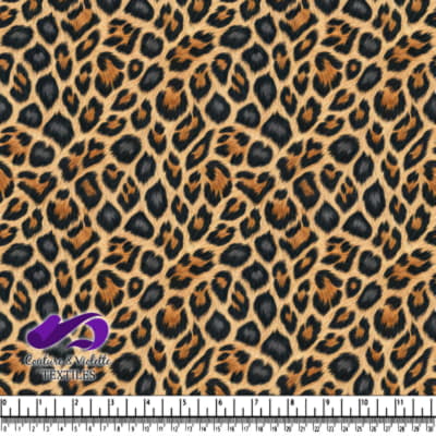 Leopard print fabric with fur texture pattern