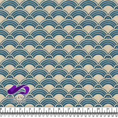 Blue and beige layered semicircle wave