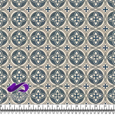 Floral pattern with interlocking circles and crosses