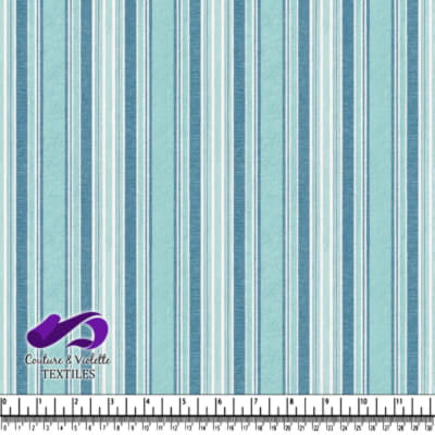 Blue and teal vertical striped fabric